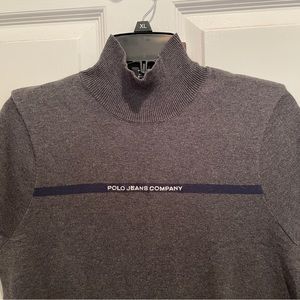 NWT Ralph Lauren POLO JEANS COMPANY Gray Cotton Sweater with embroidered logo